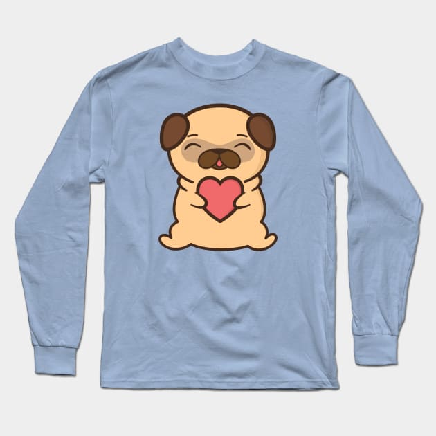 Cute and Kawaii Adorable Pug Long Sleeve T-Shirt by happinessinatee